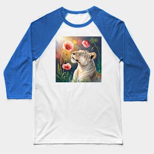 Lion and poppy Baseball T-Shirt